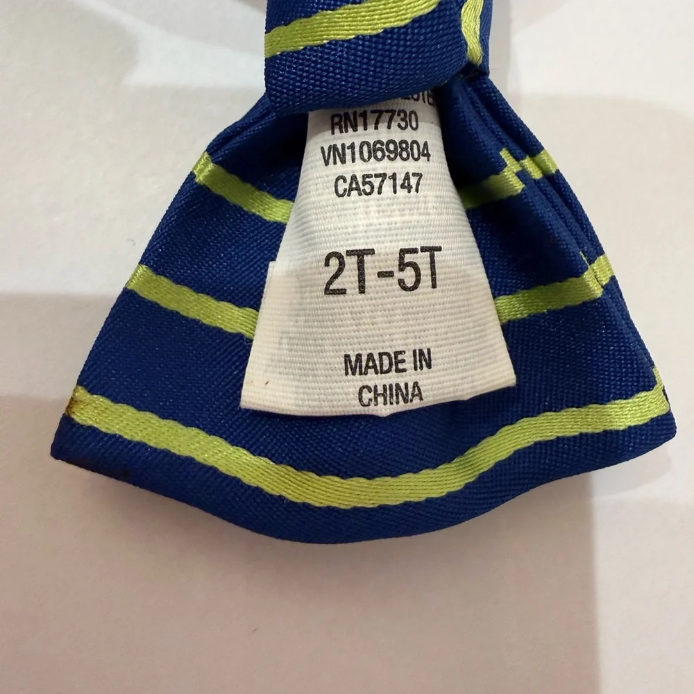 Navy and Green Striped Kids Bow Tie
